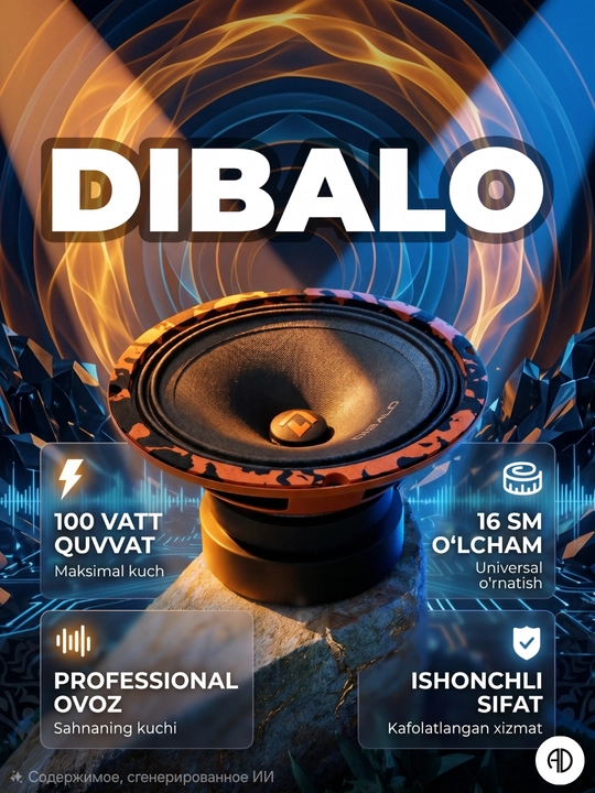 Автомобильный эстрадный динамик DIBALO, 16 см, (6.5 дюймов), 100 Вт (Max) - 