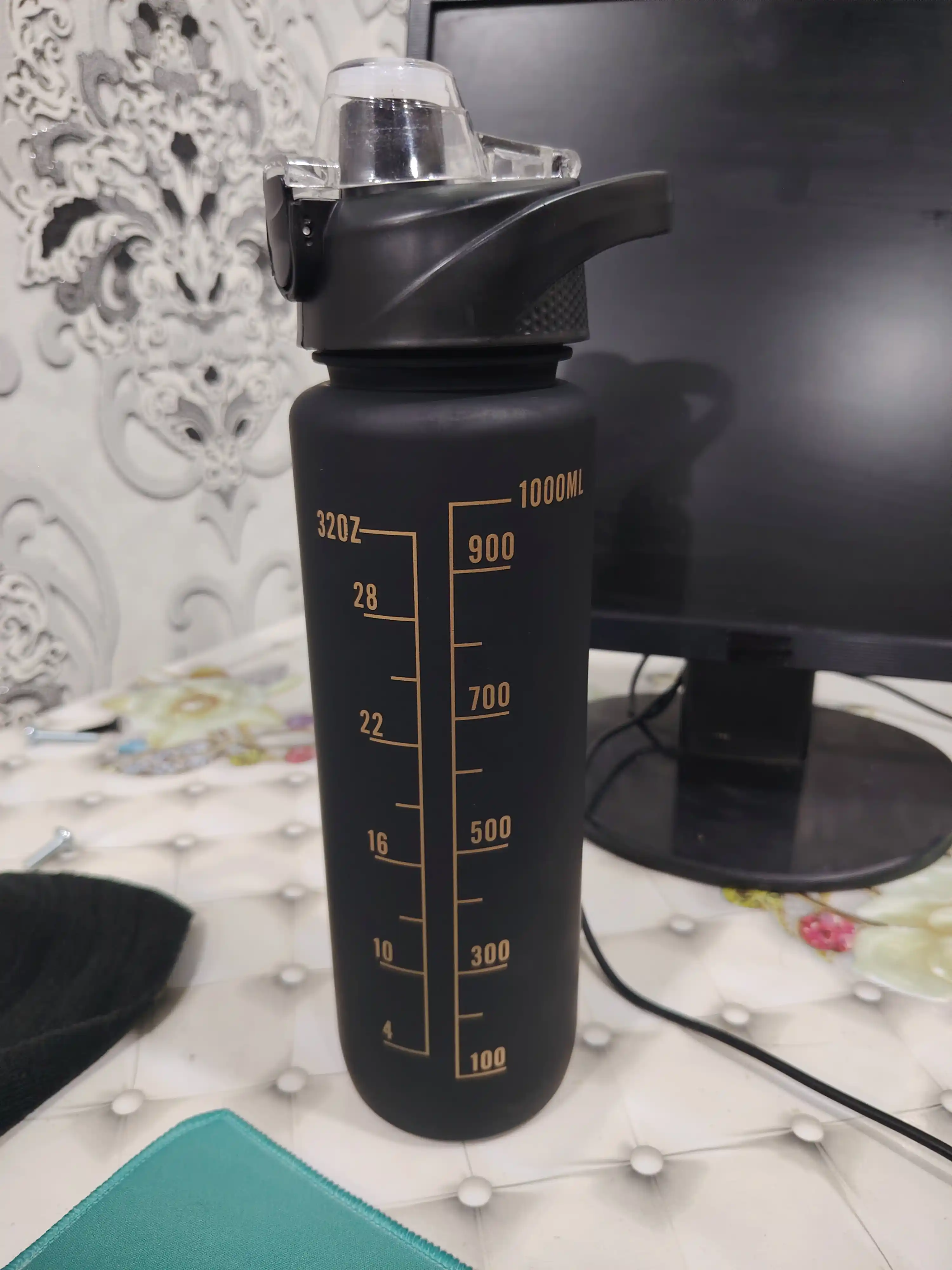 Бутылка для воды с трубочкой, спортивная, 1000 мл, для спорта, школы, прогулок и отдыха