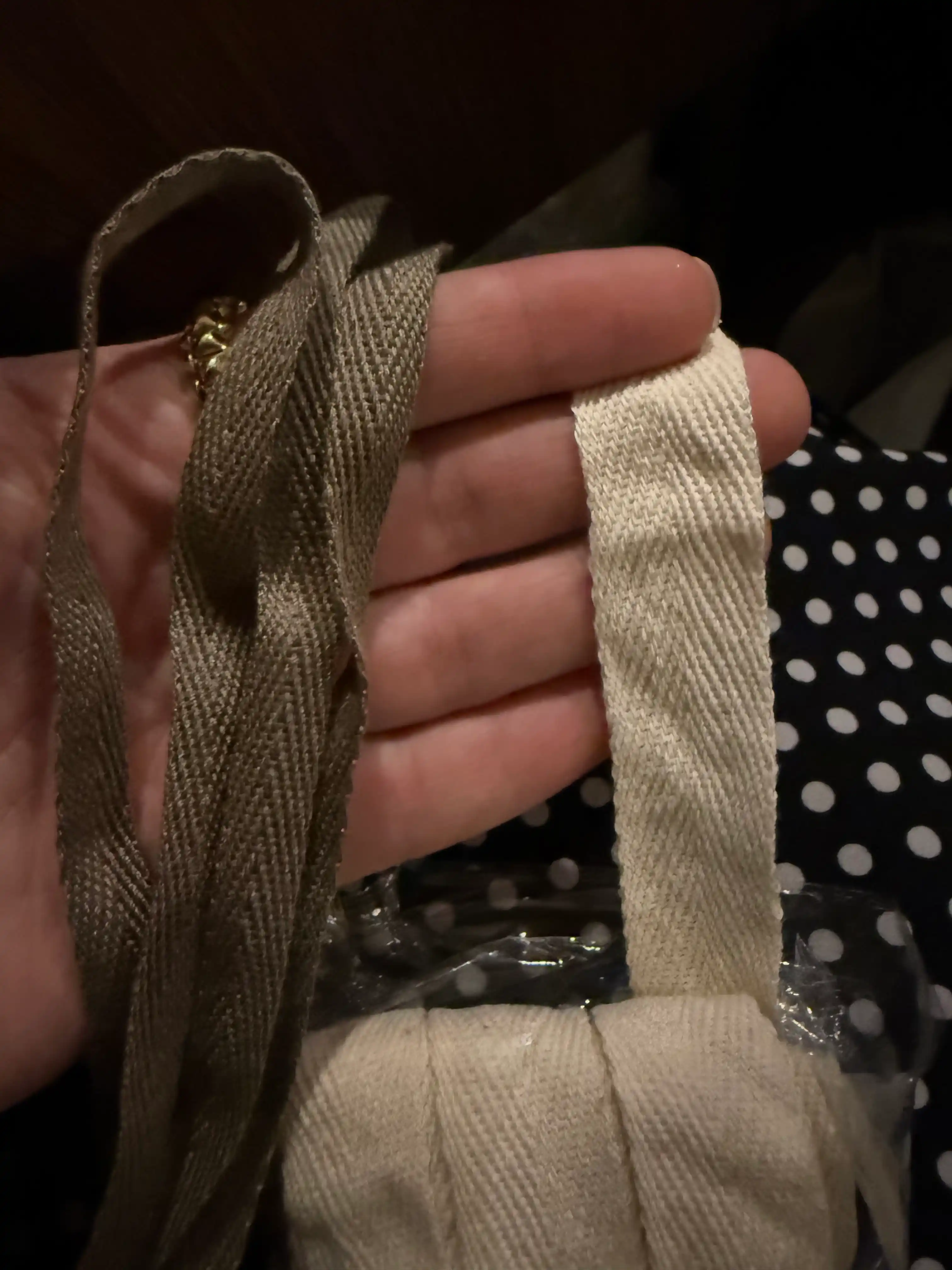 Paxtadan kiperli lenta, 10 mm, 5 metr — tikuv va bezak ishlari uchun