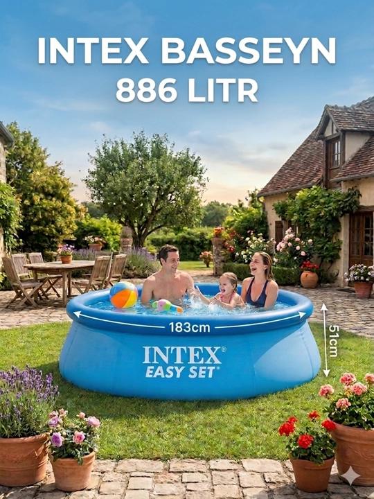 Puflanadigan hovuz Intex Easy Set, 183x51 sm o'lchamli, 886 litr sig'imli, puflama hovuz - 