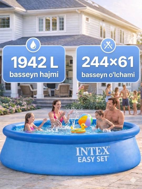 Puflanadigan hovuz Intex Easy Set, 244x61 sm o'lchamli, 1942 litr sig'imli - 