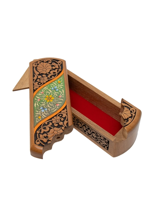 Yong'oq daraxtidan qo'lda ishlangan Islimi Craft short sirli ochish mehanizmli qutichasi