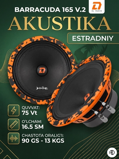 Громкие среднечастотные динамики DL Audio Barracuda 165 V.2 ОРГ, 16 см (75 Вт) — AVTODKN-BARACUDA165