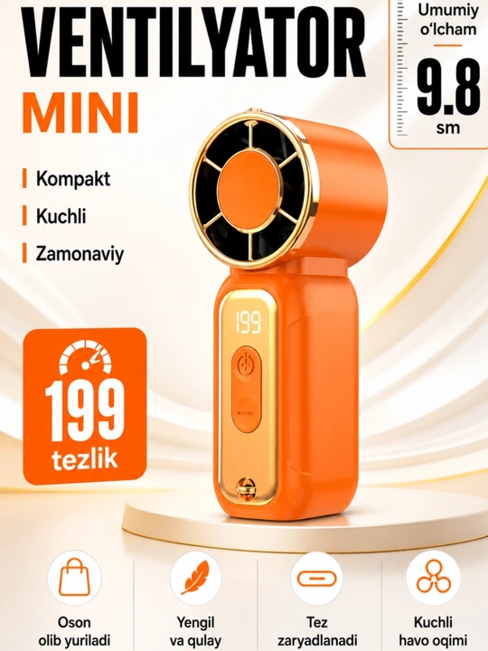Qo'l mini ventilyatori, USB, portativli, ixcham model-DF-97