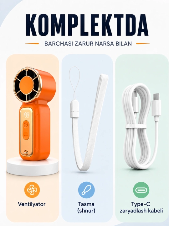 Qo'l mini ventilyatori, USB, portativli, ixcham model-DF-97