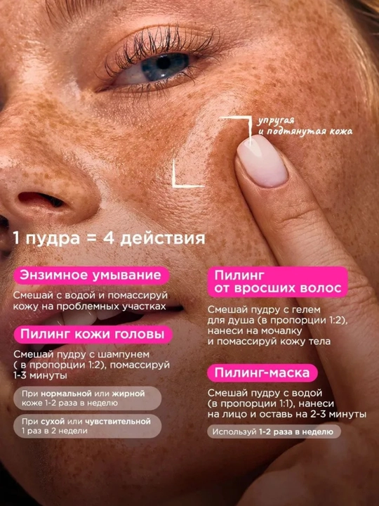 VOIS Энзимная пудра для лица и тела для умывания с витамином C и папаином, 150 гр