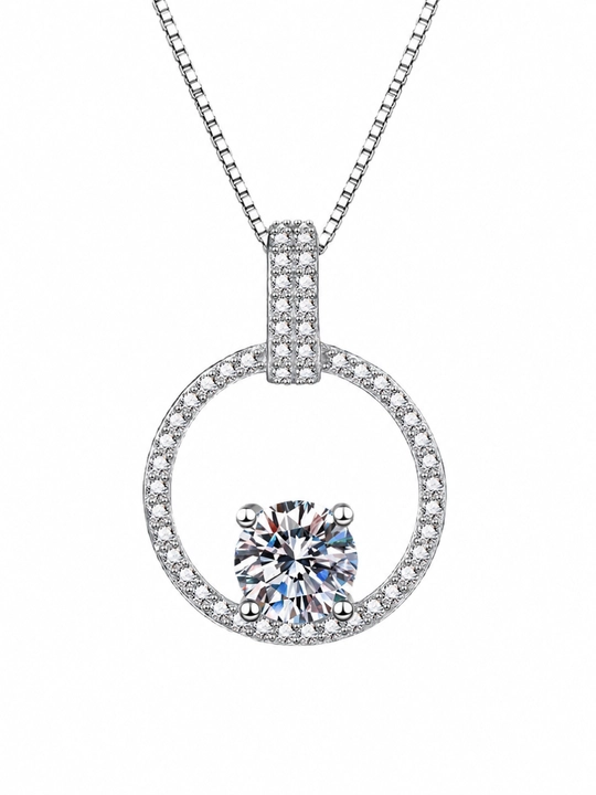 ALIXANDRA Ayollar kumush zanjiri 925 proba, moissanite toshli, GRA sertifikatli
