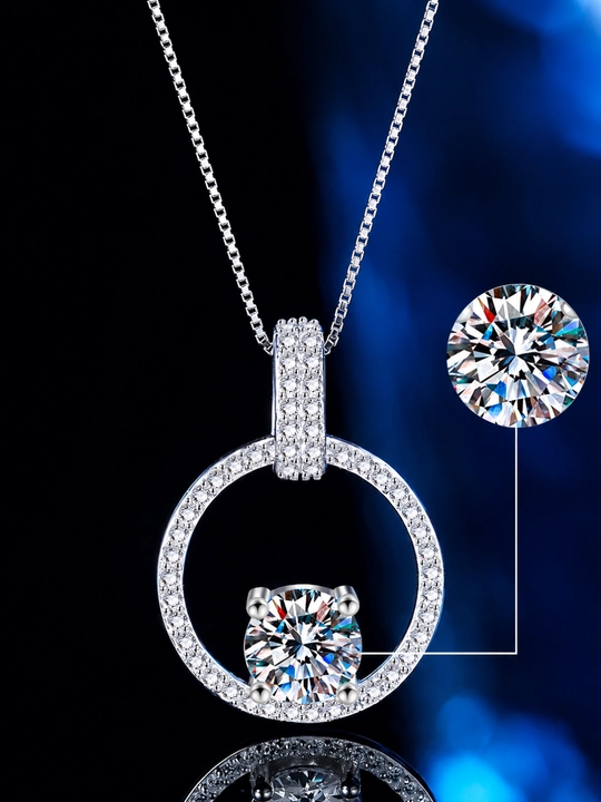 ALIXANDRA Ayollar kumush zanjiri 925 proba, moissanite toshli, GRA sertifikatli