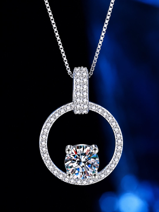 ALIXANDRA Ayollar kumush zanjiri 925 proba, moissanite toshli, GRA sertifikatli