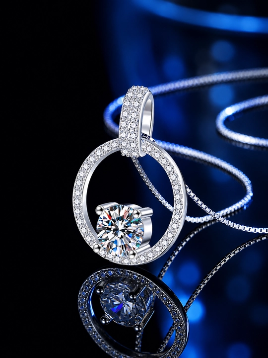 ALIXANDRA Ayollar kumush zanjiri 925 proba, moissanite toshli, GRA sertifikatli