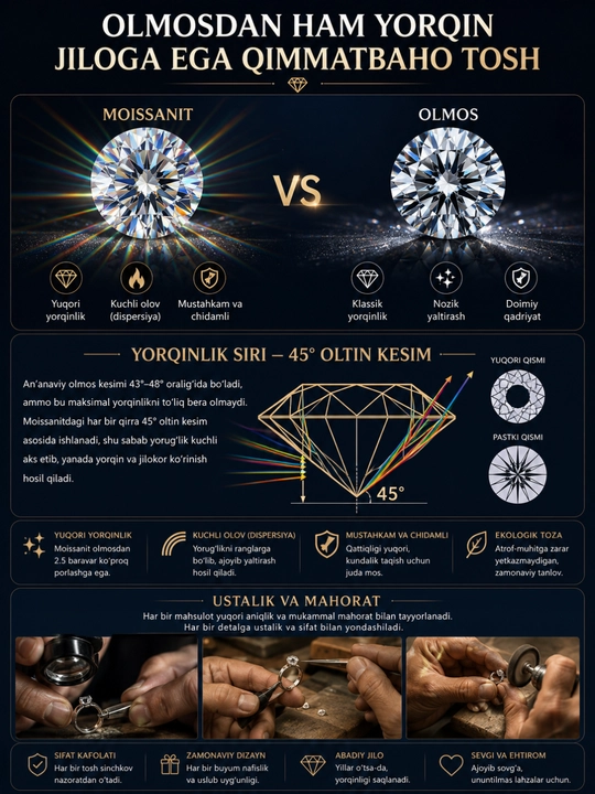 ALIXANDRA Ayollar kumush zanjiri 925 proba, moissanite toshli, GRA sertifikatli