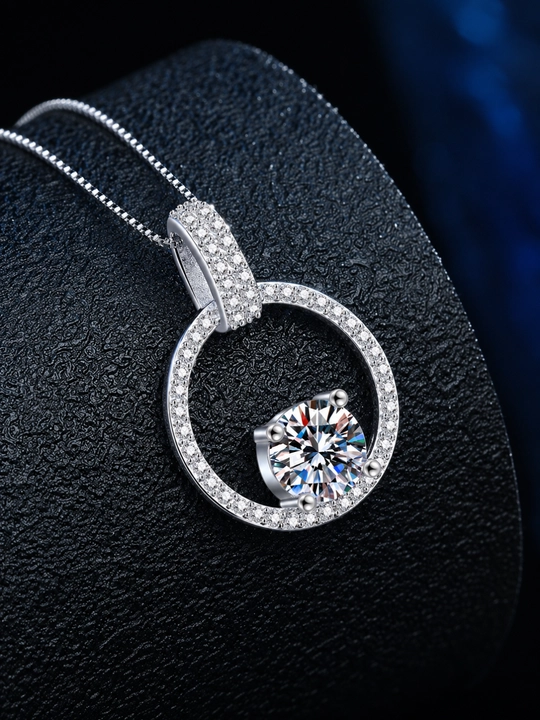 ALIXANDRA Ayollar kumush zanjiri 925 proba, moissanite toshli, GRA sertifikatli