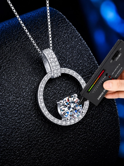 ALIXANDRA Ayollar kumush zanjiri 925 proba, moissanite toshli, GRA sertifikatli