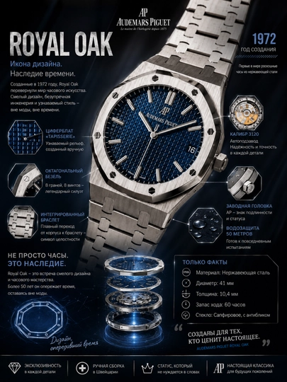 Audemars Piguet Royal Oak Silver Blue часы