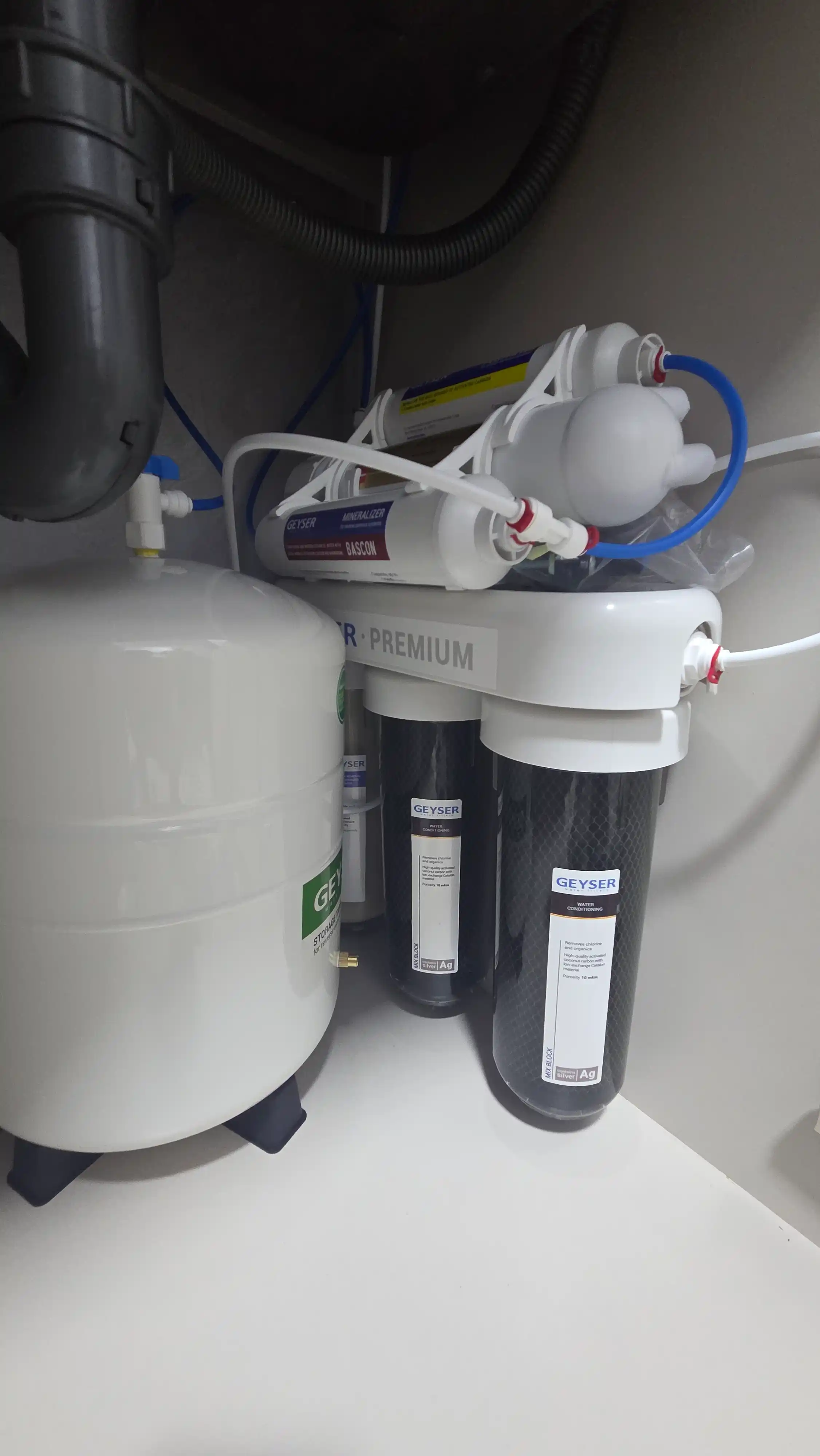 Geyser Premium teskari osmos, kranli, 12 litrli tank, 175 gallon membrana, mineralizator