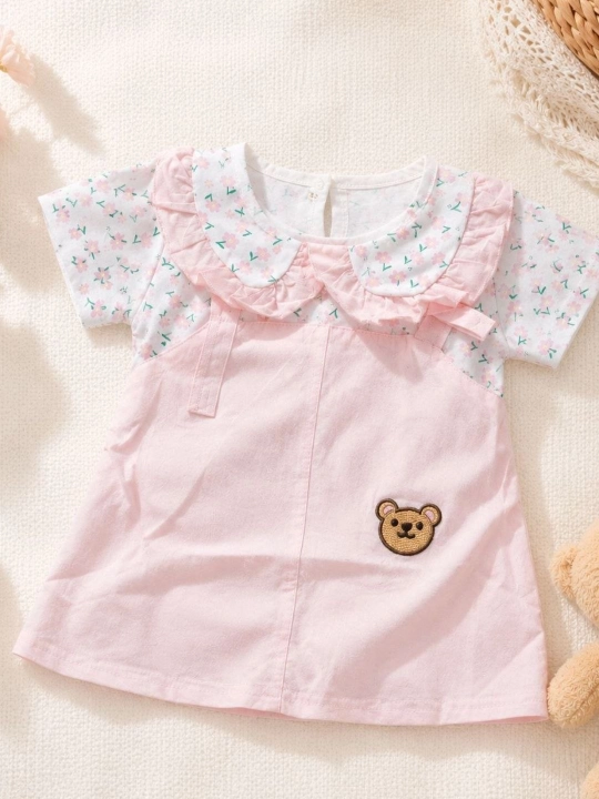 Qizaloqlar uchun yozgi ko‘ylak — “Lucky Bear” yumshoq paxtali, 1-4 yosh