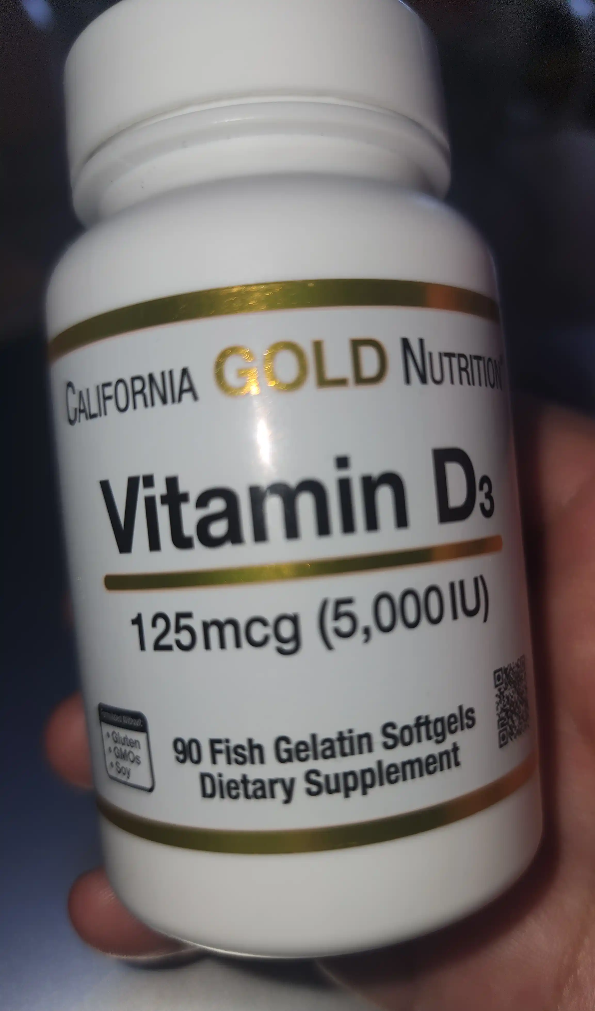 Витамин D3 California Gold Nutrition, 125 мкг 5000 IU, 90 капсул
