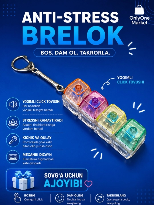Yoritgichli antistress klaviatura svitchi va antistress brelok - 