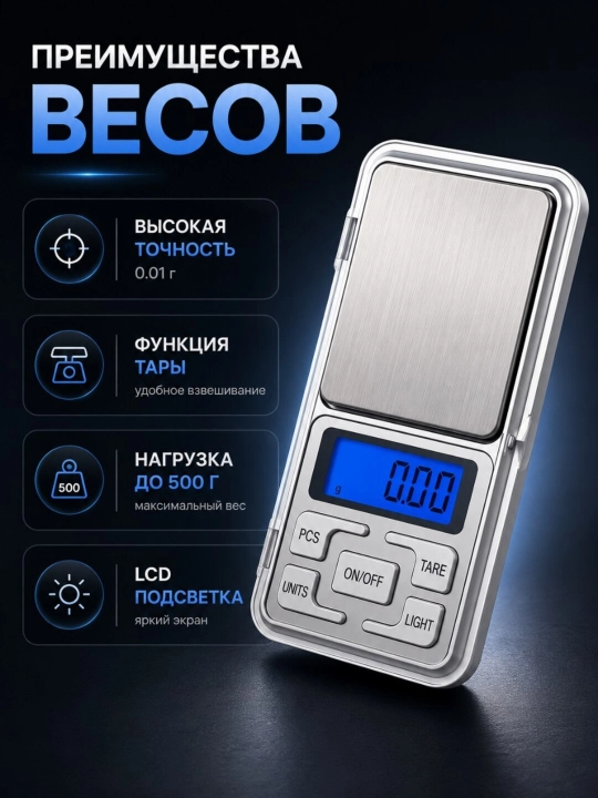 Elektron zargarlik tarozisi, batareykalar bilan, 500 gr