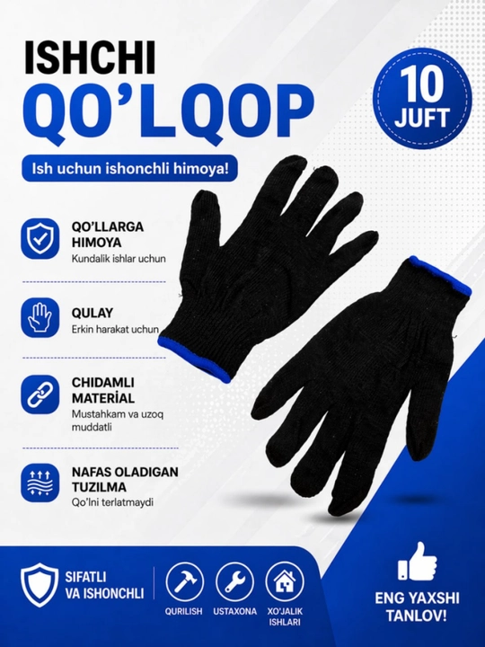 Xb qo'lqop кулкоп хб qurilish  bog' xo'jalik uchun ustalar uchun chidamli ishchi - 