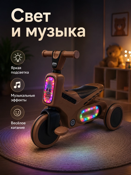 Bolalar uch gildirakli begovel chiroq musiqa uy va kocha uchun barqaror