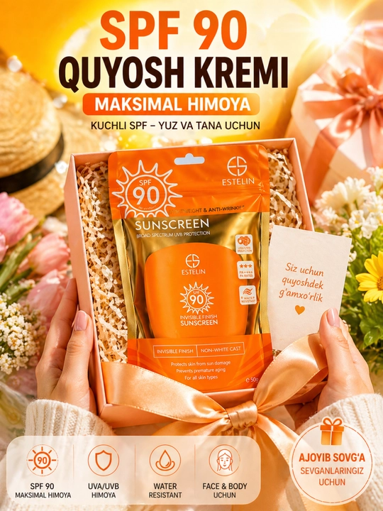 SPF90 krem quyoshdan himoya UVA  yuz uchun suvga chidamli Invisible Finish SPF krem