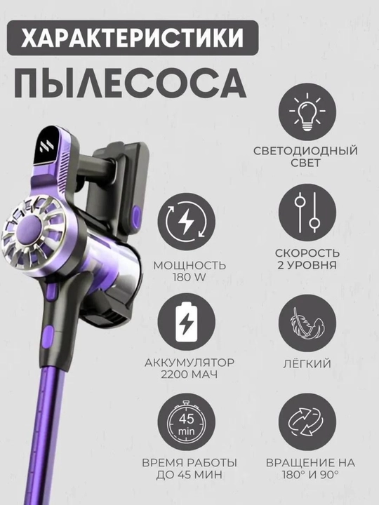 Vertikal changyutgich Cordless V07 180W 3 tasi 1 da, simsiz, pol, gilam, mebel uchun mos