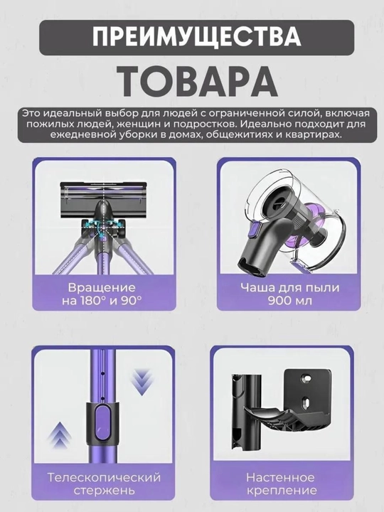 Vertikal changyutgich Cordless V07 180W 3 tasi 1 da, simsiz, pol, gilam, mebel uchun mos
