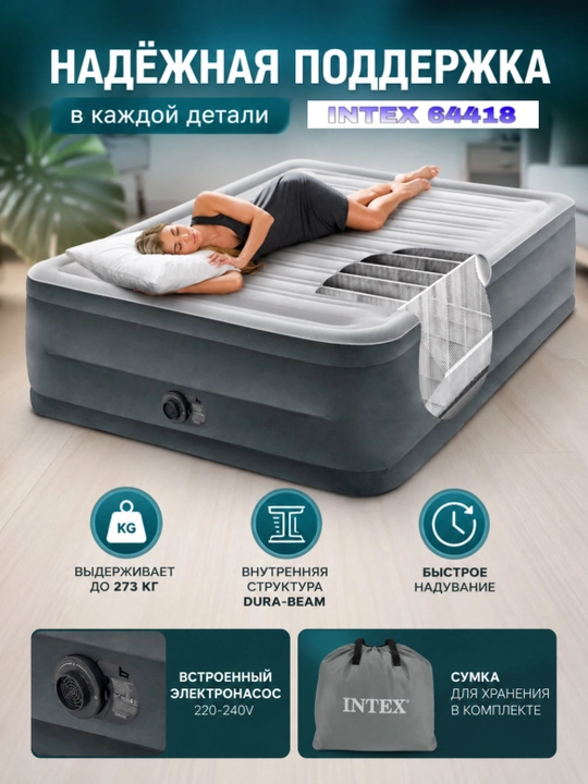 Надувной матрас Intex 64418 – максимальный комфорт и надежность