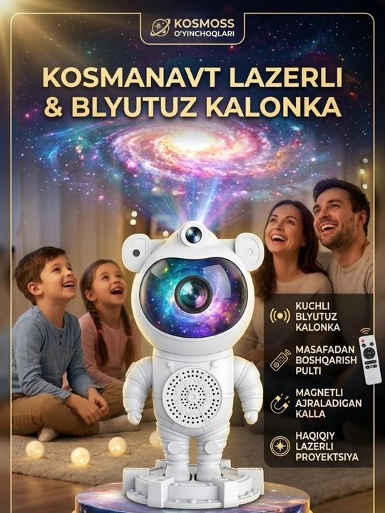 Tungi proektor – yulduzlar va oy dizayni bilan!  - 