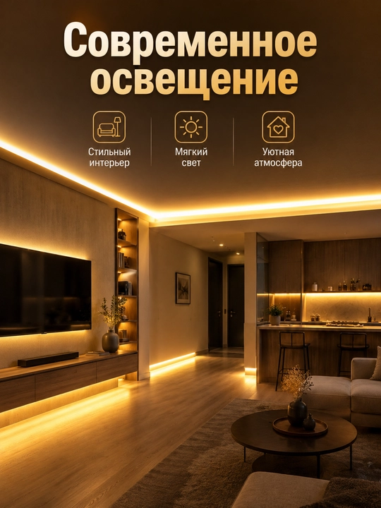 COB LED lenta 220V 8mm 288D vilkali 3 rang 10sm kesish uy dekor yoritish