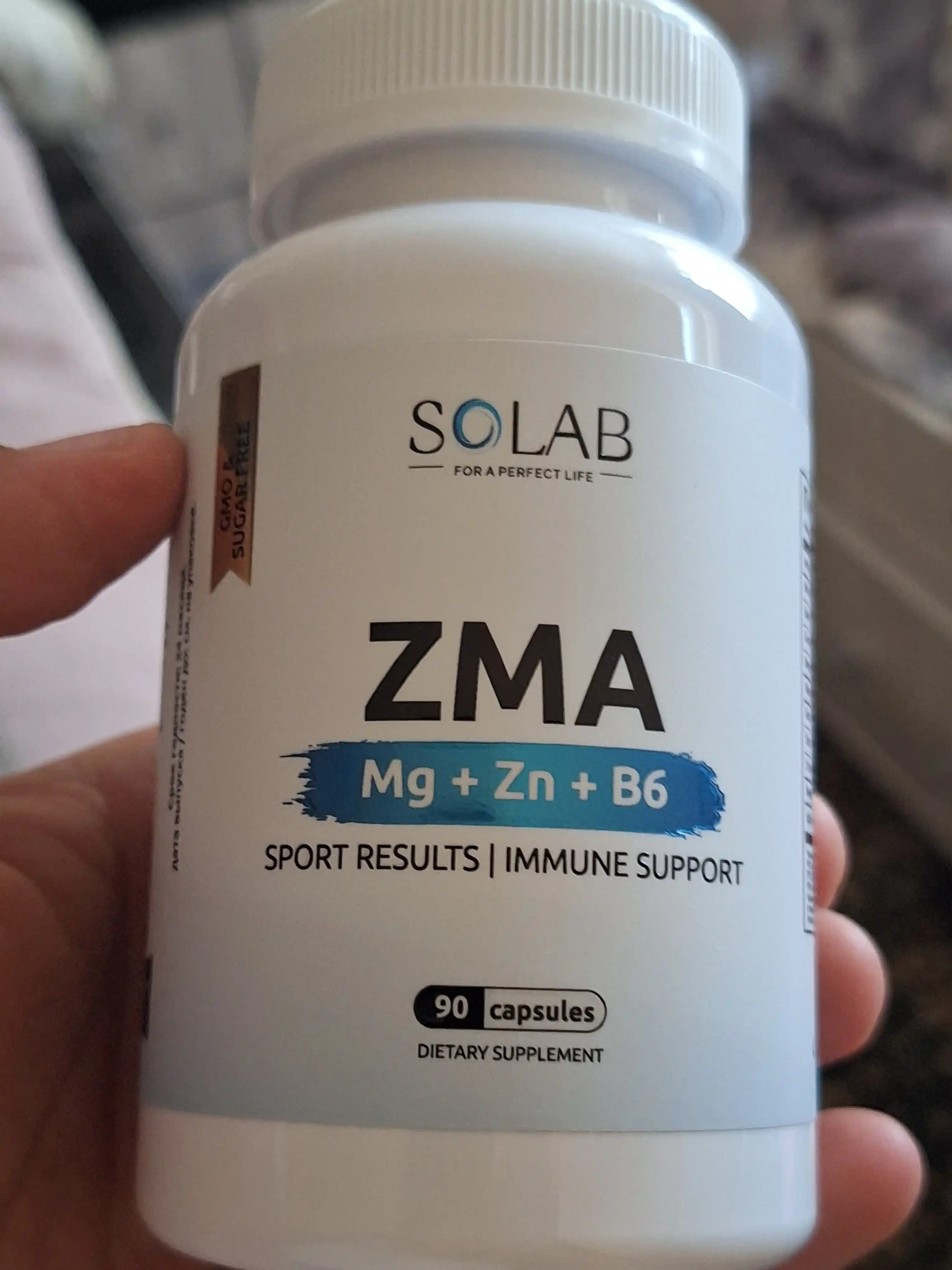 ZMA, SOLAB, цинк + магний В6 + Д - аспарагиновая кислота, 90 капсул