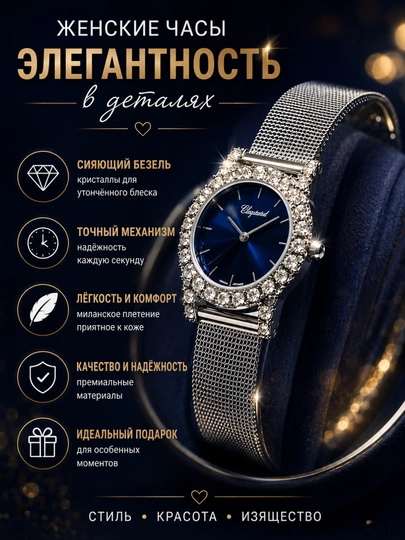 Silver Blue kristalli va milan bilaguzukli ayollar kvarts soati