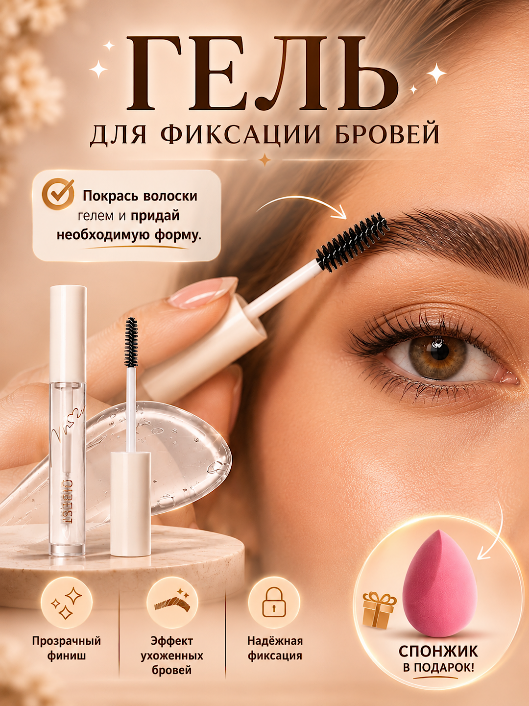 Гель для бровей, гель для укладки и фиксации бровей с эффектом ламинирования