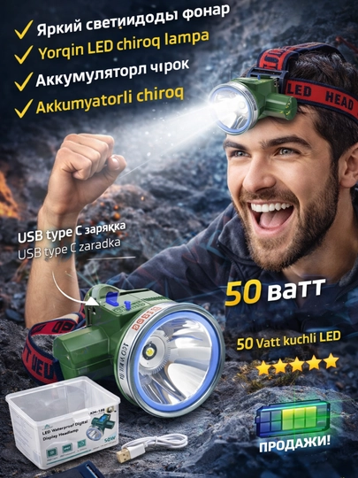 Налобный фонарь KM-168 — мощность и надежность в любых условиях — SMARTUS-FONARETRO