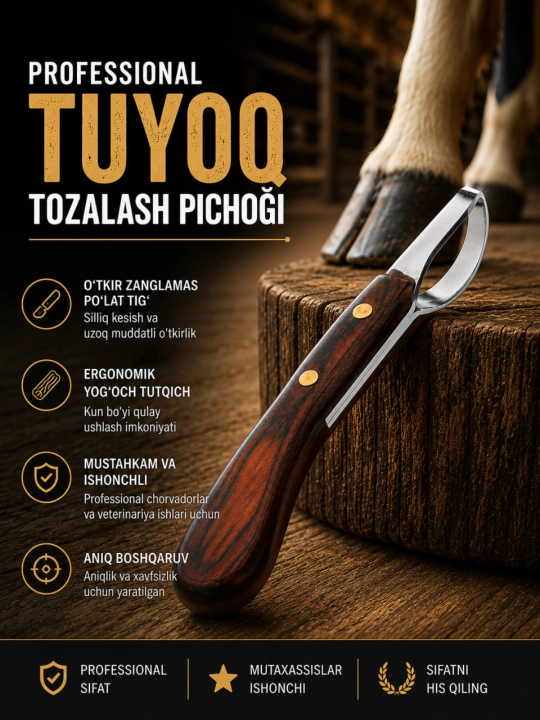 Zanglamaydigan po‘latdan yasalgan professional tuyoq tozalash pichog‘i - 