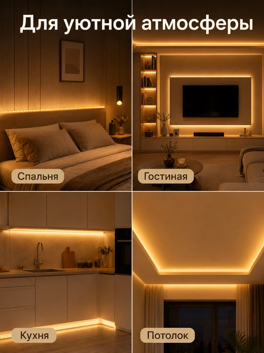 COB LED лента 24V 5/10м 288D 8мм 3 цвета резка 2.5см с блоком или без