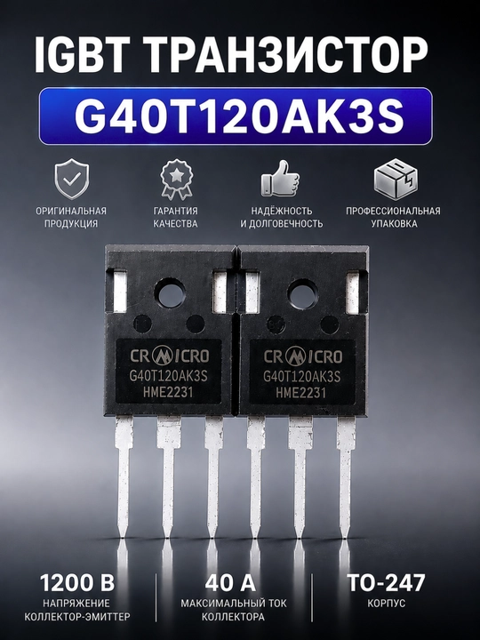 IGBT Силовые транзисторы FGL40N120AND / G40T120AK3S 40A 1200V TO-247 - 