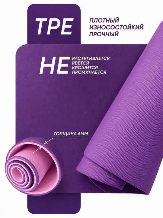 Коврик для йоги, фитнес коврик, спортивный мат, коврик для упражнений, нескользящий коврик