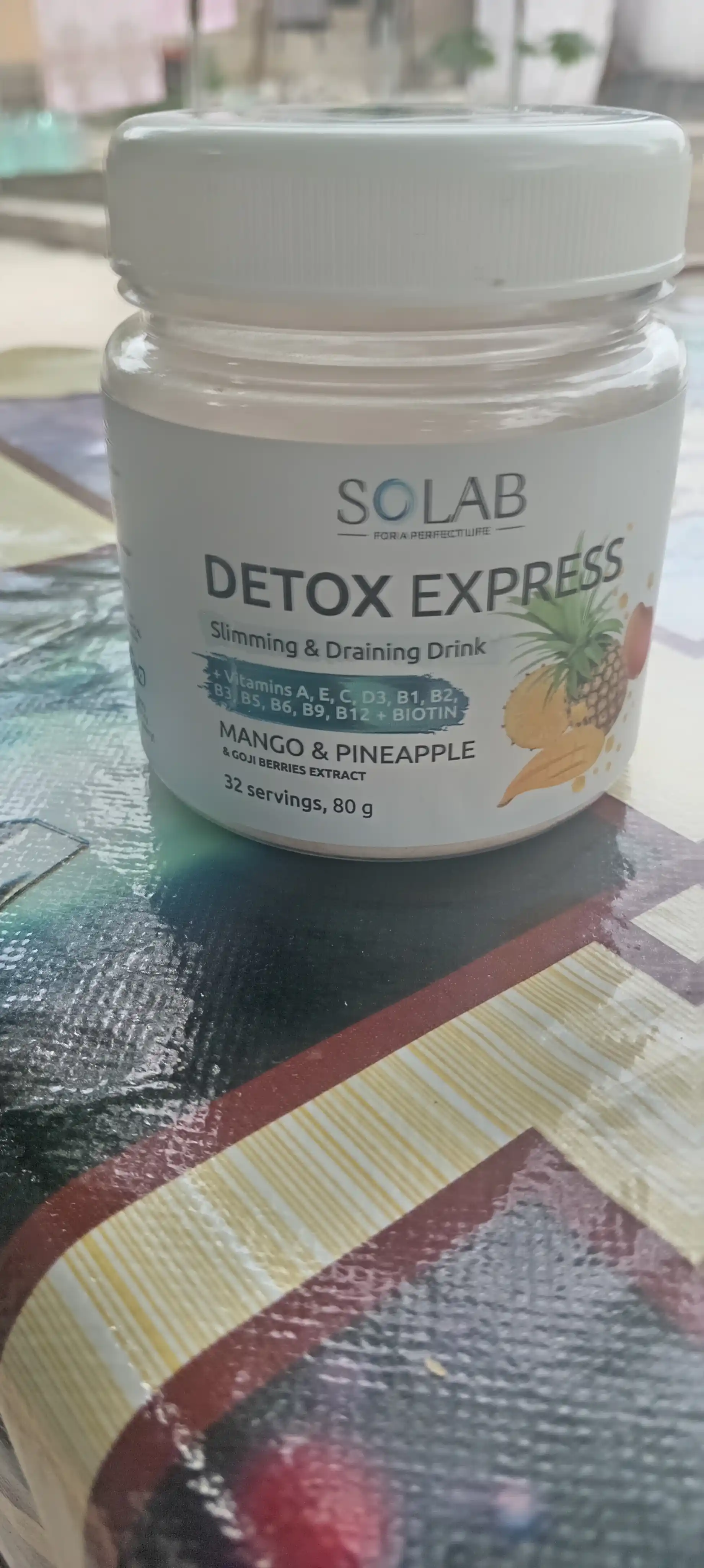 Ozish uchun detoks kokteyli, SOLAB, Goji ekstrakti, Mango-ananas ta’mi, 32 porsiya