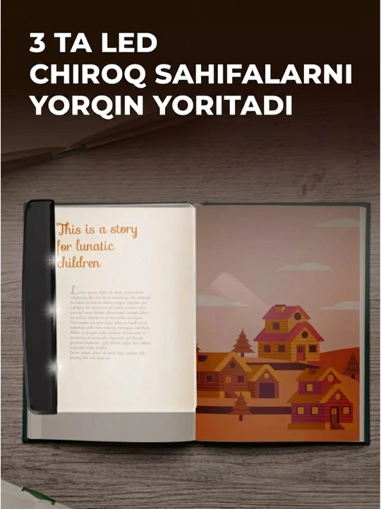 Qorong‘ida kitob o‘qish uchun yoritgich, 3 ta sovg‘a batareyasi