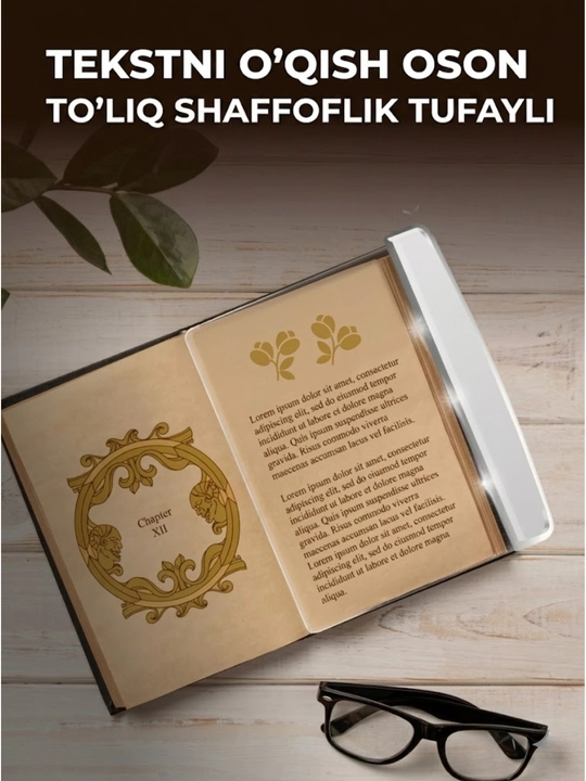 Qorong‘ida kitob o‘qish uchun yoritgich, 3 ta sovg‘a batareyasi