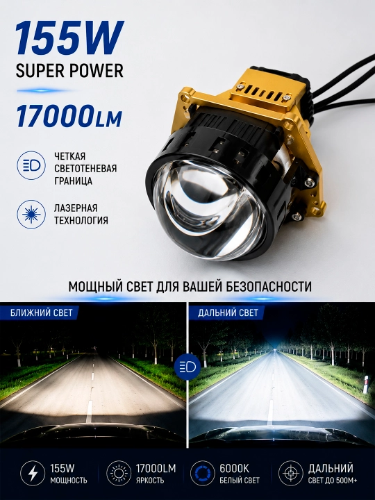 Avtomobil LED linzalari, 2.5 va 3 dyuymli, Bi-LED faralar linzalari, Poulo B1 va B3