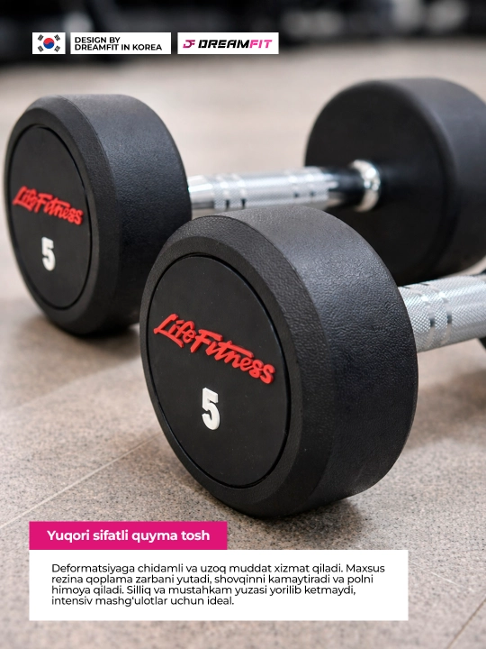 Гантели DreamFit для фитнеса и тренировок, профессиональные цельные гантели 2 шт, 2.5–25кг