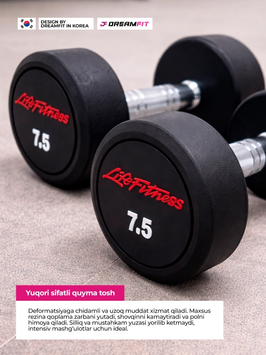 Гантели DreamFit для фитнеса и тренировок, профессиональные цельные гантели 2 шт, 2.5–25кг