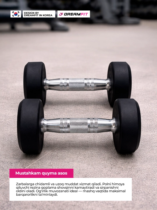 Гантели DreamFit для фитнеса и тренировок, профессиональные цельные гантели 2 шт, 2.5–25кг