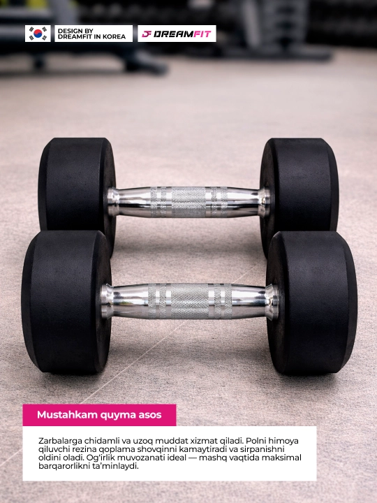 Гантели DreamFit для фитнеса и тренировок, профессиональные цельные гантели 2 шт, 2.5–25кг