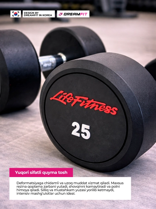 Гантели DreamFit для фитнеса и тренировок, профессиональные цельные гантели 2 шт, 2.5–25кг