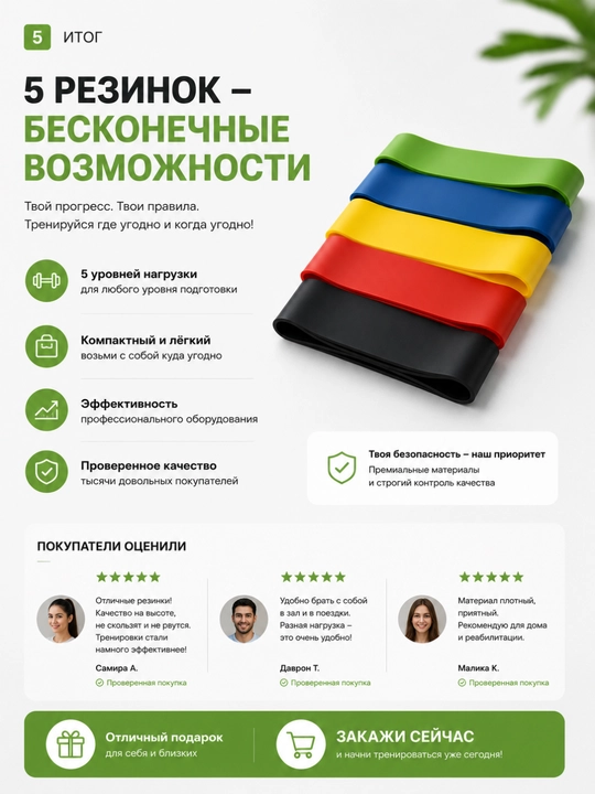 Набор фитнес резинок, для спорта, эспандер ленточный