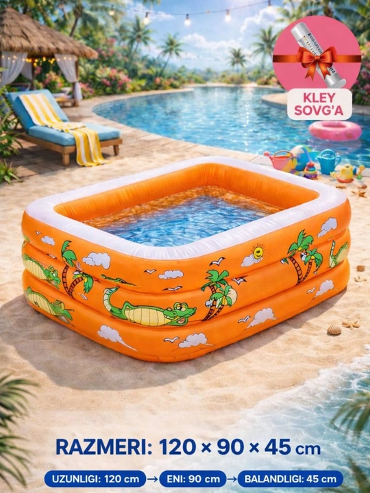 Bolalar uchun shishirma basseyn 120×90×45 sm - 